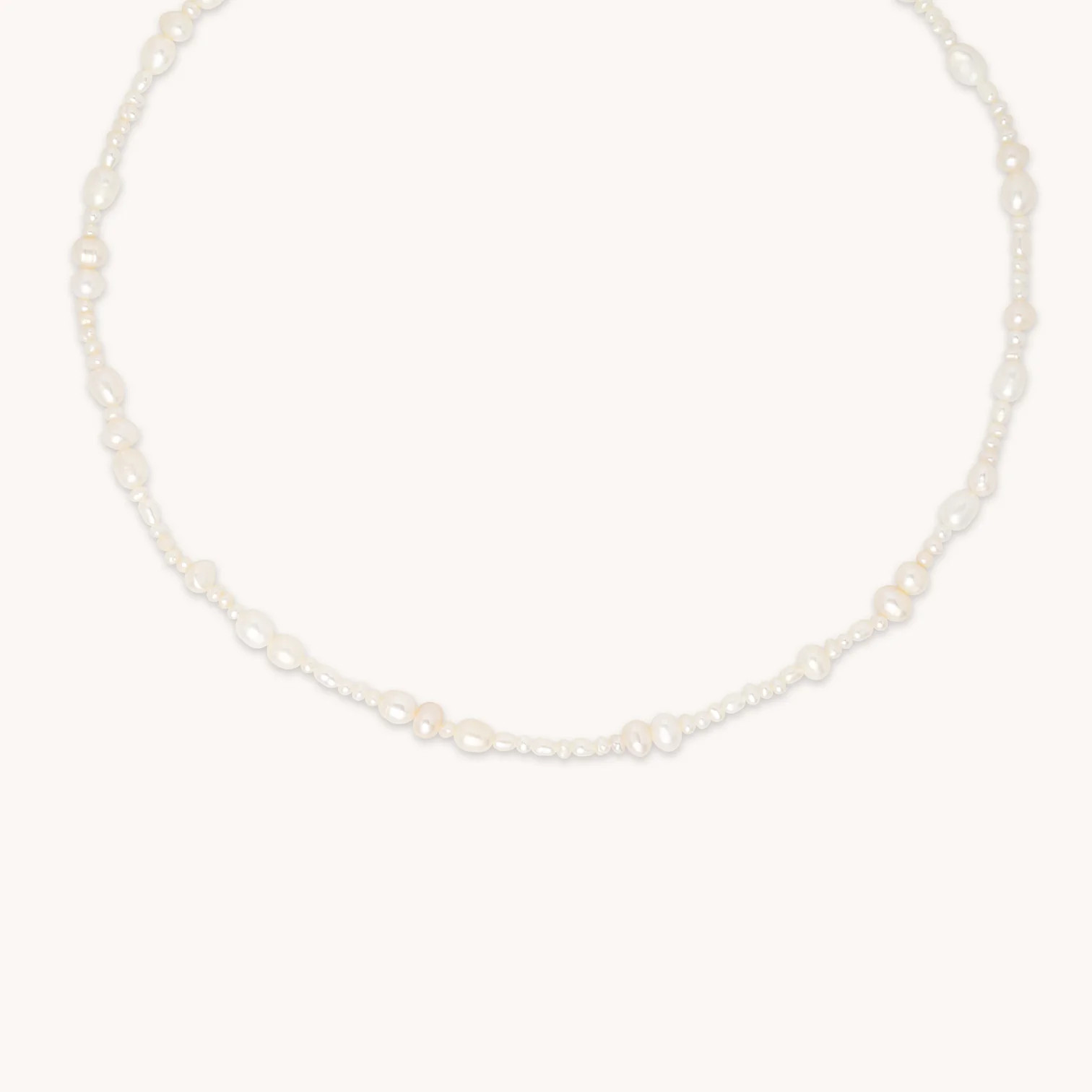 Serenity Silver Pearl Beaded Necklace | Astrid & Miyu Necklaces | Astrid and Miyu