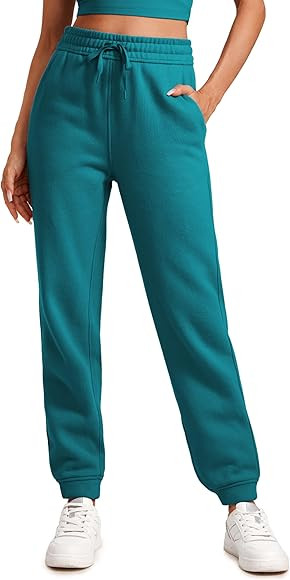 CRZ YOGA Cotton Fleece Lined Sweatpants Women High Waisted Warm Casual Lounge Jogger Pants with P... | Amazon (US)
