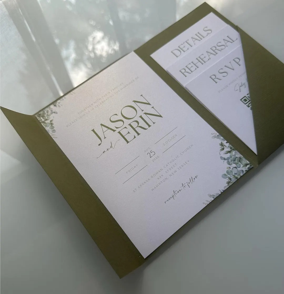 The Perfect Simple // Modern Greenery Wedding Invitation Template, save $$ & DIY from home! These... | Etsy (US)