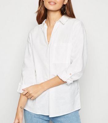 White Linen Blend Overhead Shirt | New Look | New Look (UK)