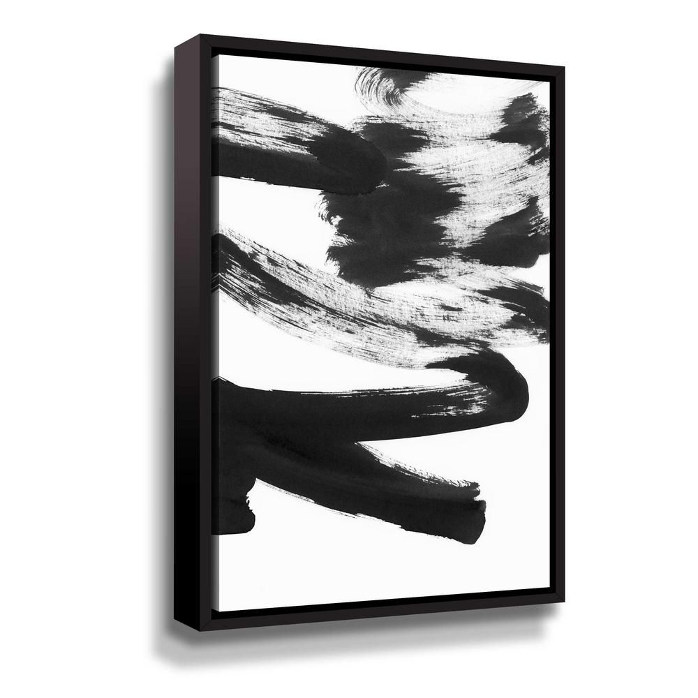 ArtWall 'Black & white strokes 5' by Iris Lehnhardt Framed Canvas Wall Art | The Home Depot