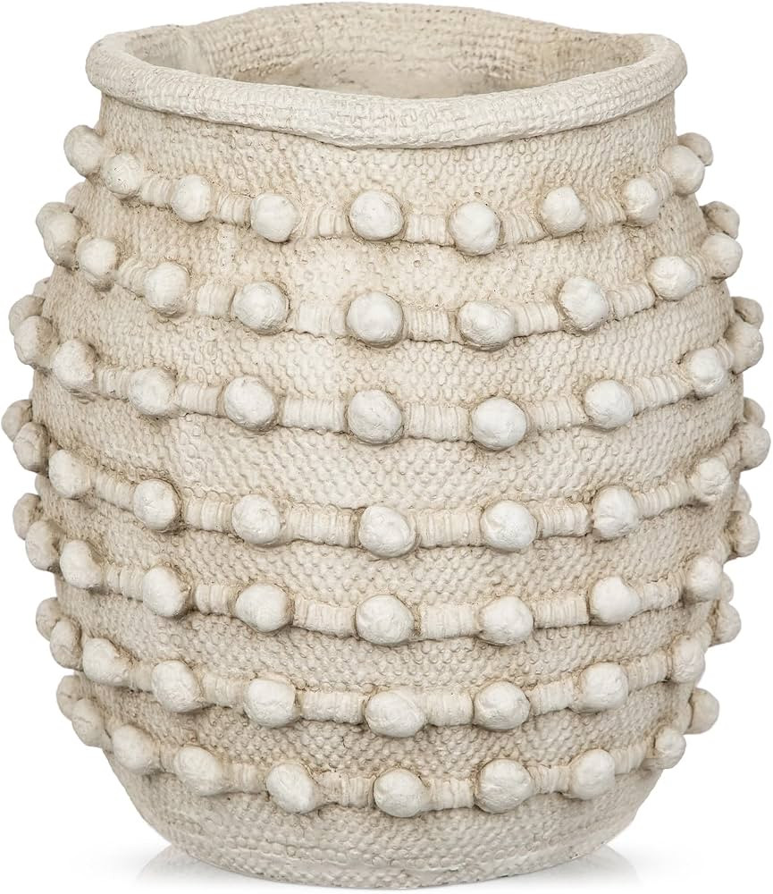 Rustic Farmhouse Vase, Boho Beige Vase for Pampas Grass Large Textured Knotted Vases for Flowers ... | Amazon (US)