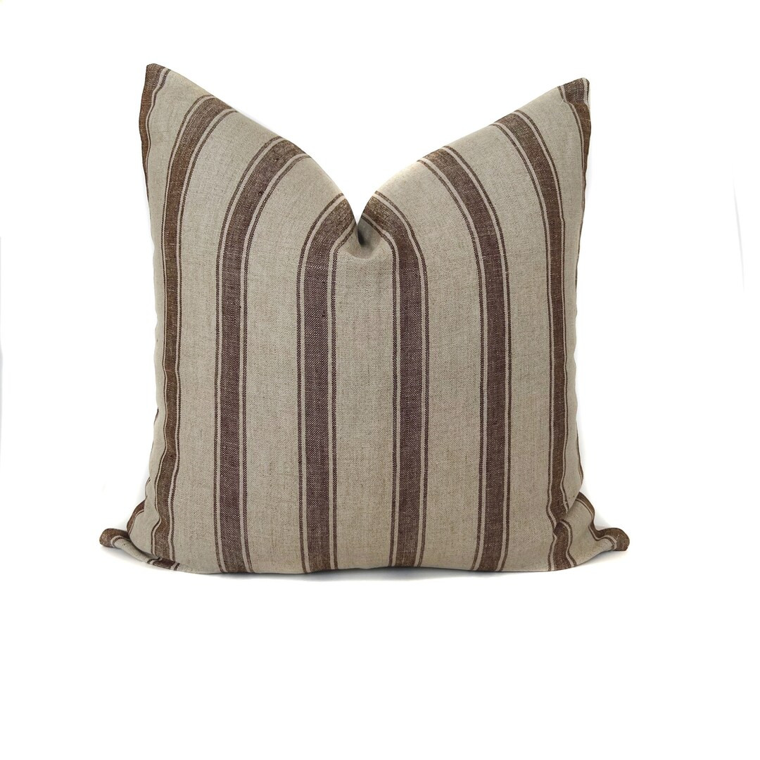 Striped Pillow Cover Brown Rust Striped Cushion Cover Designer Pillows Couch Throw Pillows Boho P... | Etsy (US)