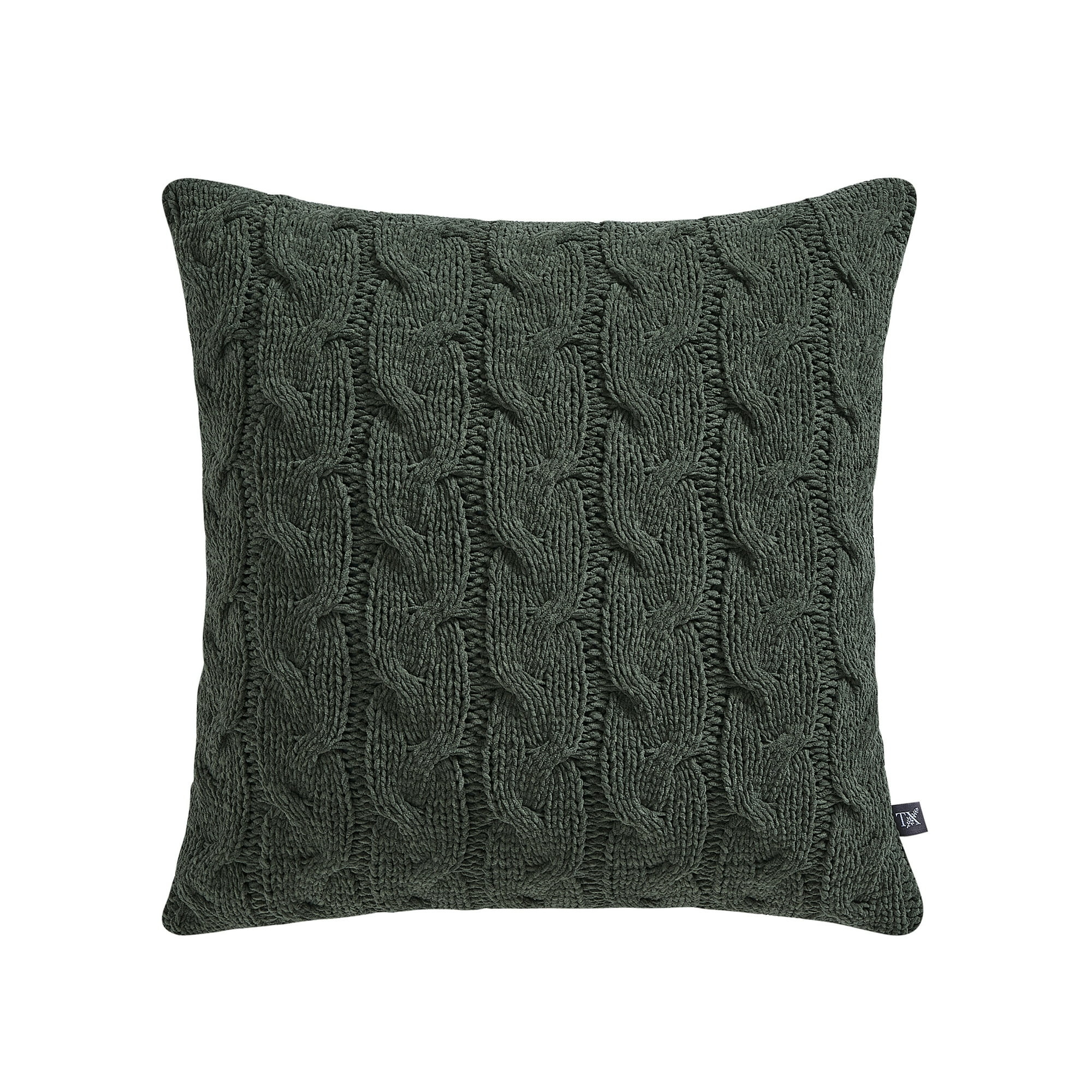 My Texas House Monte 20" x 20" Green Chenille Cable Knit Decorative Pillow | Walmart (US)