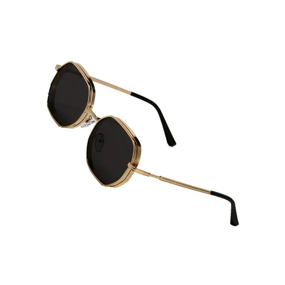Gold Hexagon Sunglasses Double Frame UV Protection Chic Daily Wear Fashion Eyewear | Walmart (US)