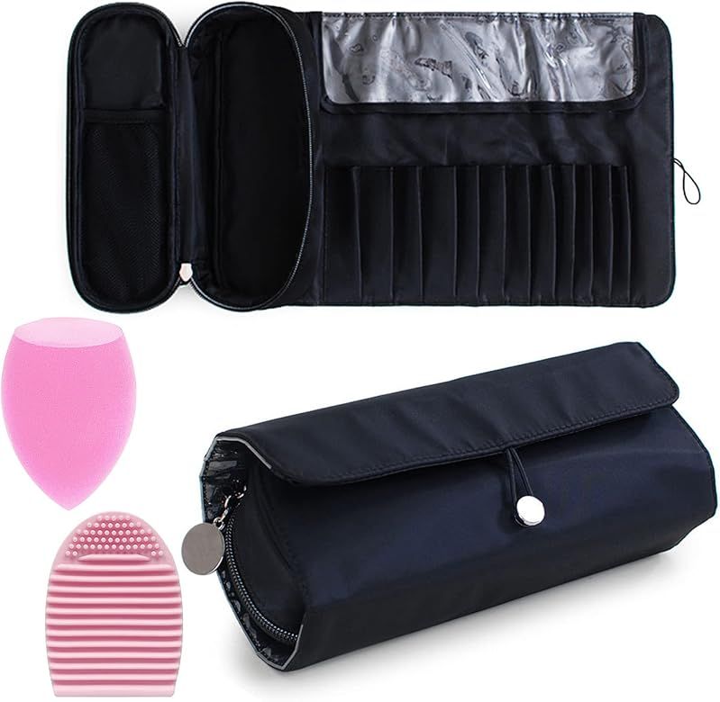 Amazon.com: Portable Makeup Brush Organizer Makeup Brush Bag for Travel Can Hold 20+ Brushes Cosm... | Amazon (US)