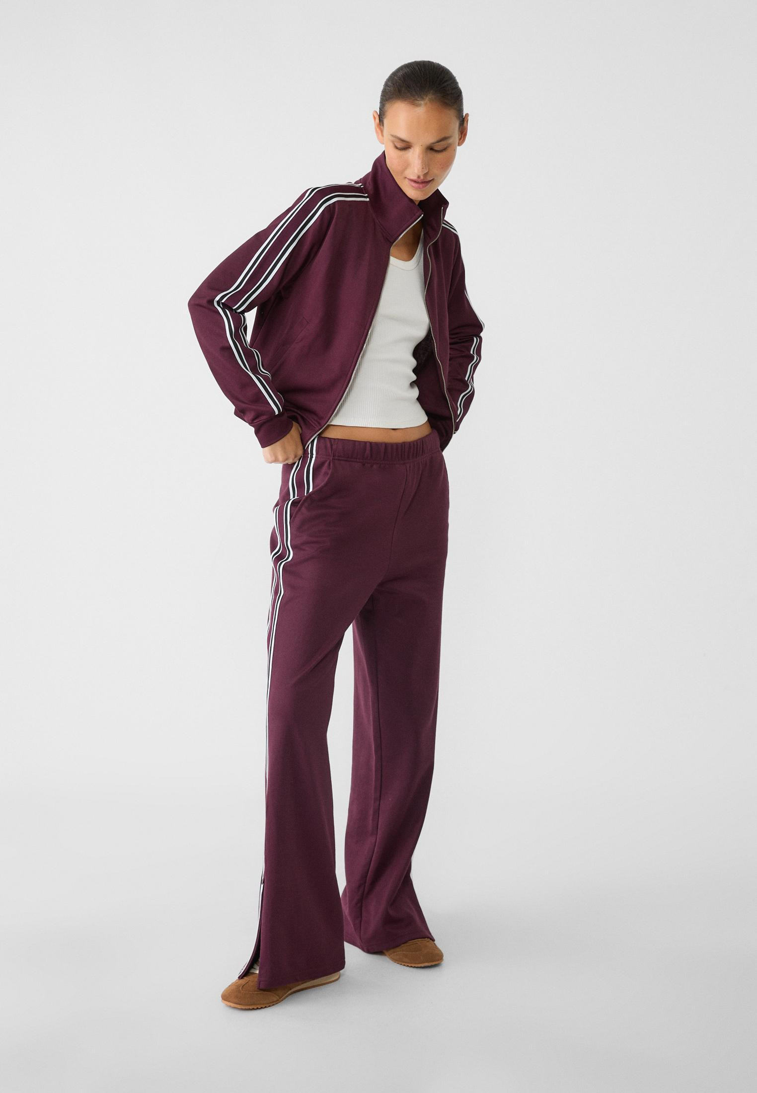 Joggers with side zip - Women's fashion | Stradivarius United Kingdom | Stradivarius (UK)