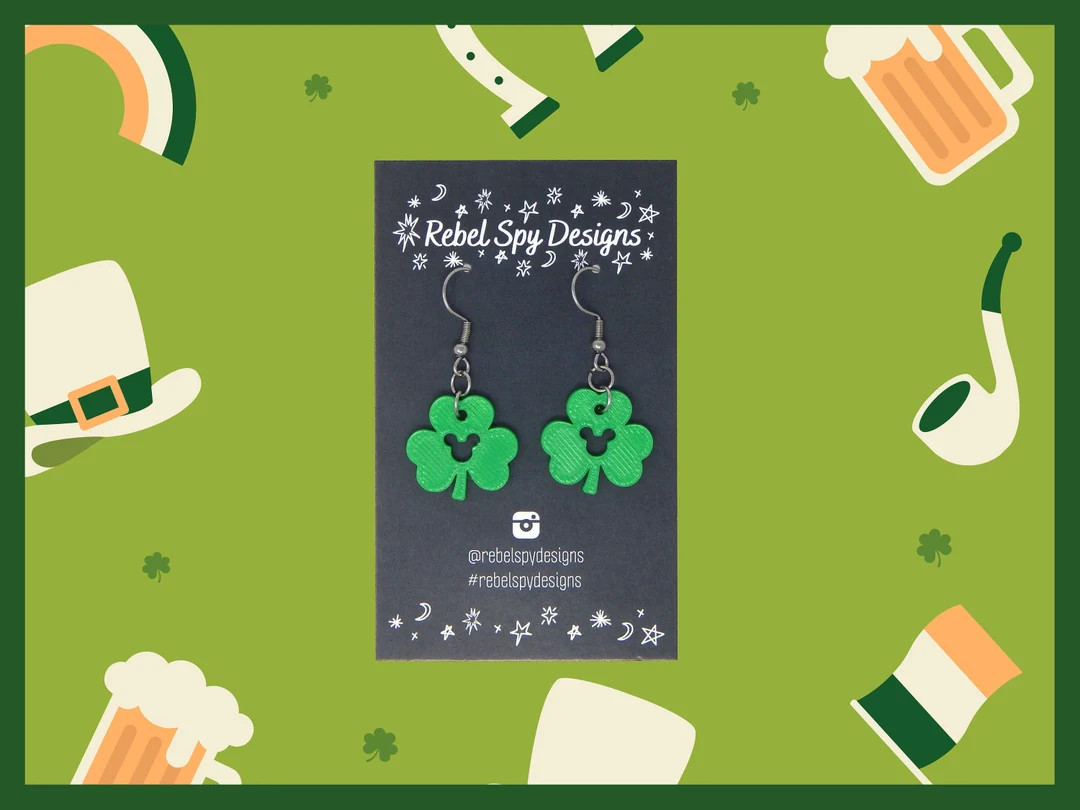 St. Patrick's Day Mickey Shamrock Earrings *multiple Colors* - Etsy | Etsy (US)