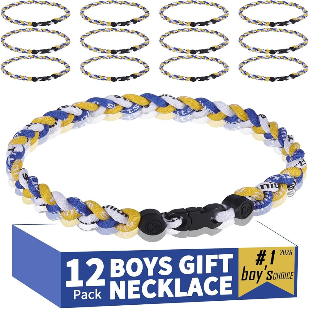 12 Pack Baseball Necklaces for Boys & Youth - 18 Inch Braided Titanium Sports Rope Necklace - Des... | Amazon (US)