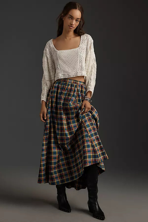 The Jacie Poplin Printed Midi Skirt by Maeve | Anthropologie (US)