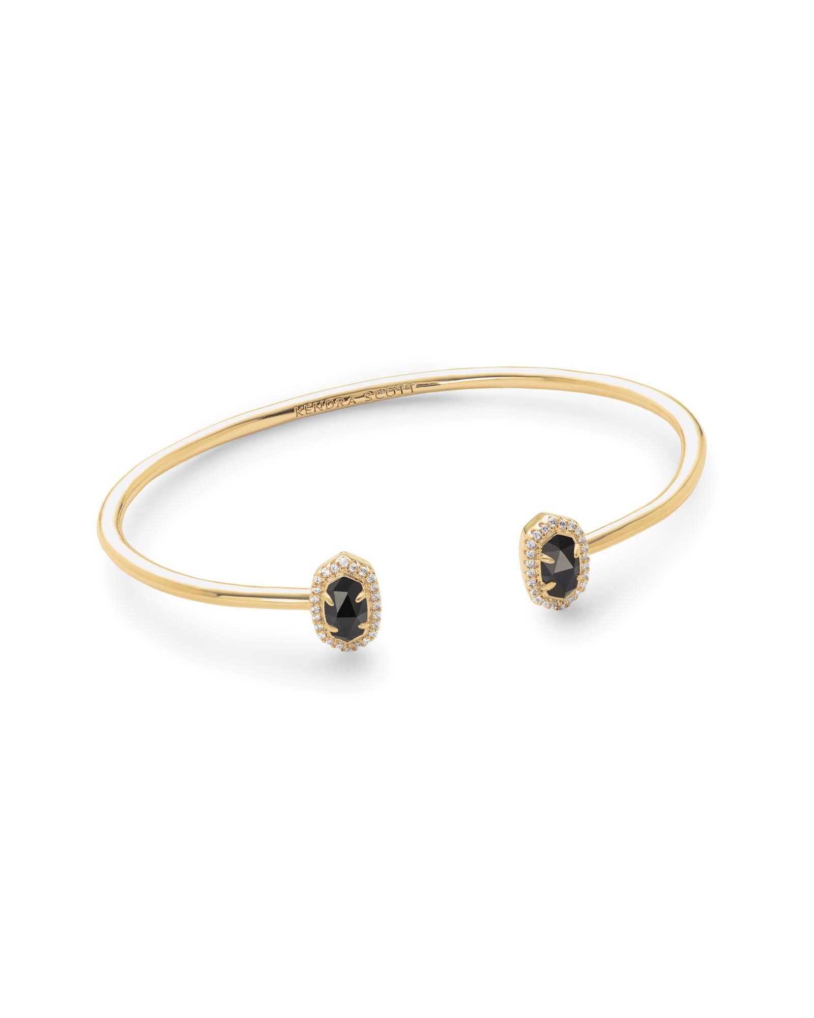 Calla Gold Cuff Bracelet in Black Opaque Glass | Kendra Scott
