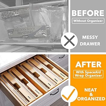 SpaceAid WrapNeat 2 in 1 Wrap Dispenser with Cutter and Labels, Plastic Wrap, Aluminum Foil and W... | Amazon (US)