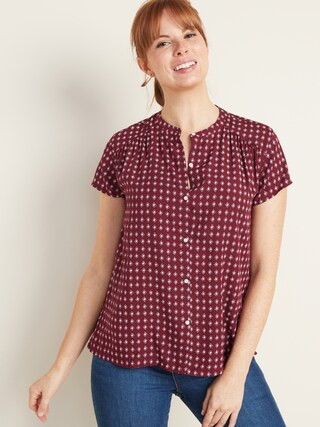 Printed Button-Front Blouse for Women | Old Navy (US)