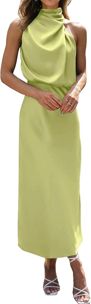 BTFBM Womens Sleeveless Cocktail Dresses Mock Neck Keyhole Elastic High Waist Evening Party Maxi ... | Amazon (US)