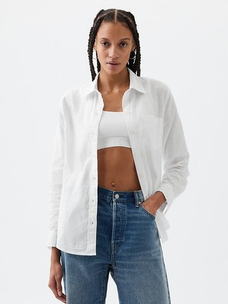 Linen-Blend Easy Shirt | Gap Factory