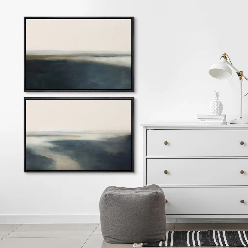 Minimal Landscape " Twilight Glow Moody Blue Gradient " 2 - Pieces | Wayfair North America