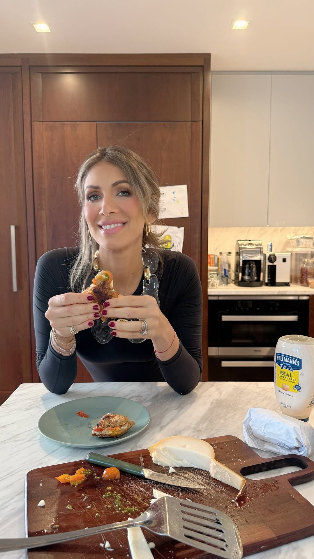 A classic 🤤

Ingredients:

• Sourdough bread @breadsbakery
• Cheese of your choice @farmtopeople (I used Goat Gouda)
• Butter @farmtopeople
• Mayonnaise @hellmannsmayonnaise
• Cherry tomatoes
• Olive oil @getgraza

Instructions:

1. Slice the cheese and cherry tomatoes.

2. Generously butter a pan and place the bread slices over medium heat.

3. Once lightly toasted, remove the bread from the pan. Spread mayonnaise on one half of each slice and then layer the cheese.

4. Return the bread slices to the pan, cheese-side up. Drizzle a touch of olive oil and arrange the sliced tomatoes on top of the cheese.

4. Fold the plain bread half over the cheese and tomato side to create sandwiches. Drizzle a little more olive oil over the top, press down gently with a spatula, and cover the pan briefly.

5. Monitor the sandwiches closely, adjusting the heat as needed, to ensure the cheese melts and the bread toasts to a golden brown without burning.

6. Remove from the heat, slice in half, and enjoy!

#LTKWatchNow #LTKStyleTip #LTKHome