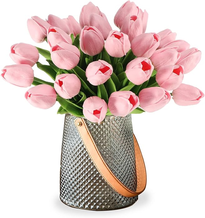 WeTop 30pcs Real Touch Tulips PU Artificial Flowers, Fake Tulips Flowers for Arrangement Wedding ... | Amazon (US)