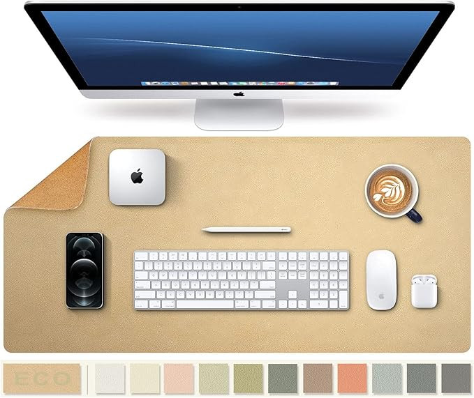 Large Natural Cork & Leather Desk Pad,eco Desk mat,Double-Sided Desk Protector ,Waterproof Keyboa... | Amazon (US)