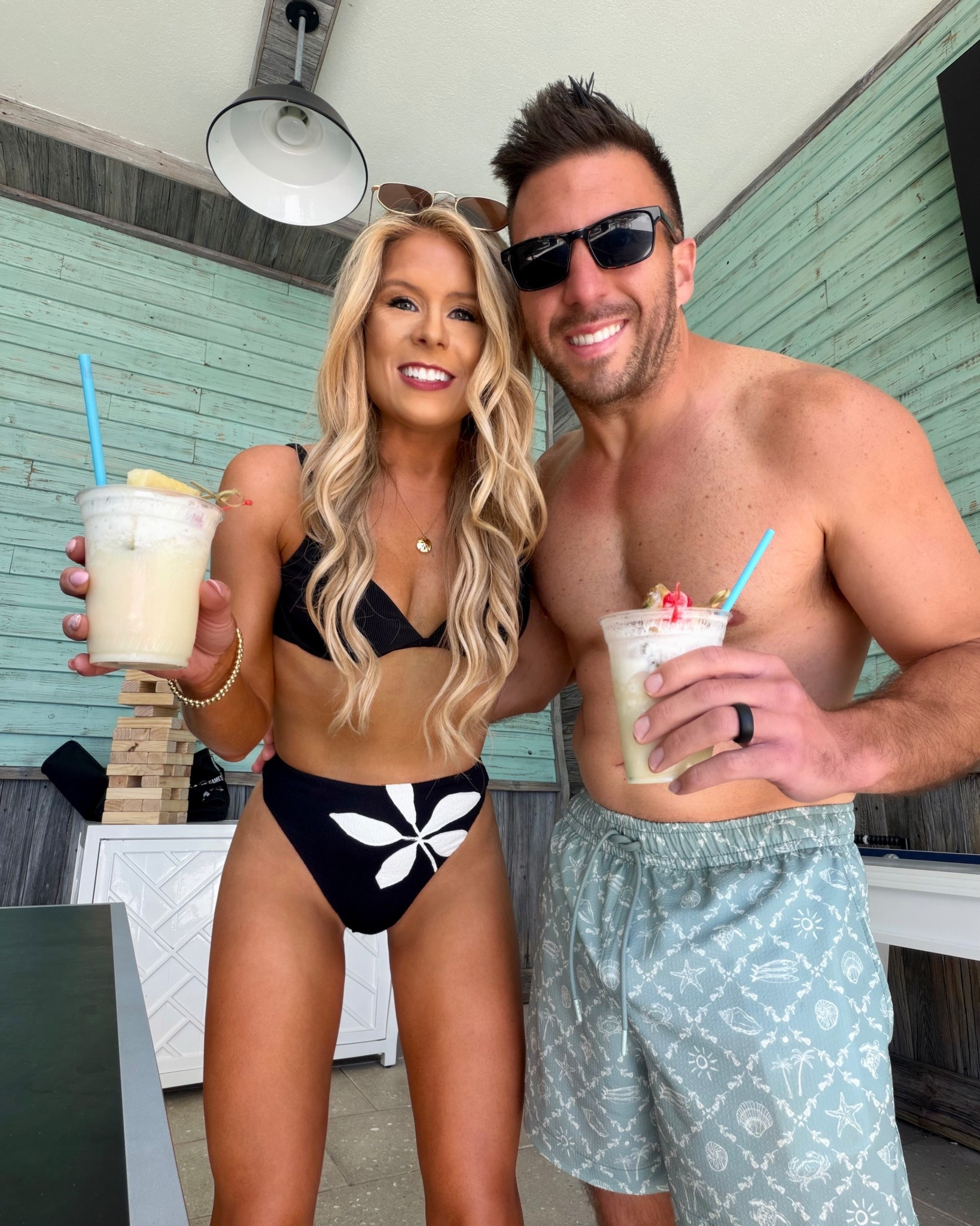 Black Underwire Bikini Top + Highwaisted Bikini Bottoms with a Floral print! My floral bikini bottoms + his swim trunks are on SALE! 

Black Bikini Set, Tropical Bikini, floral bikini, Swimwear, Swimsuit, Vacation outfit, Beach outfit, Pool outfit, resortwear, resort outfit, Boat outfit, High Cut Bikini Bottoms, Brazilian bikini bottoms, swim trunks 

#LTKootd #LTKSwim #LTKSaleAlert