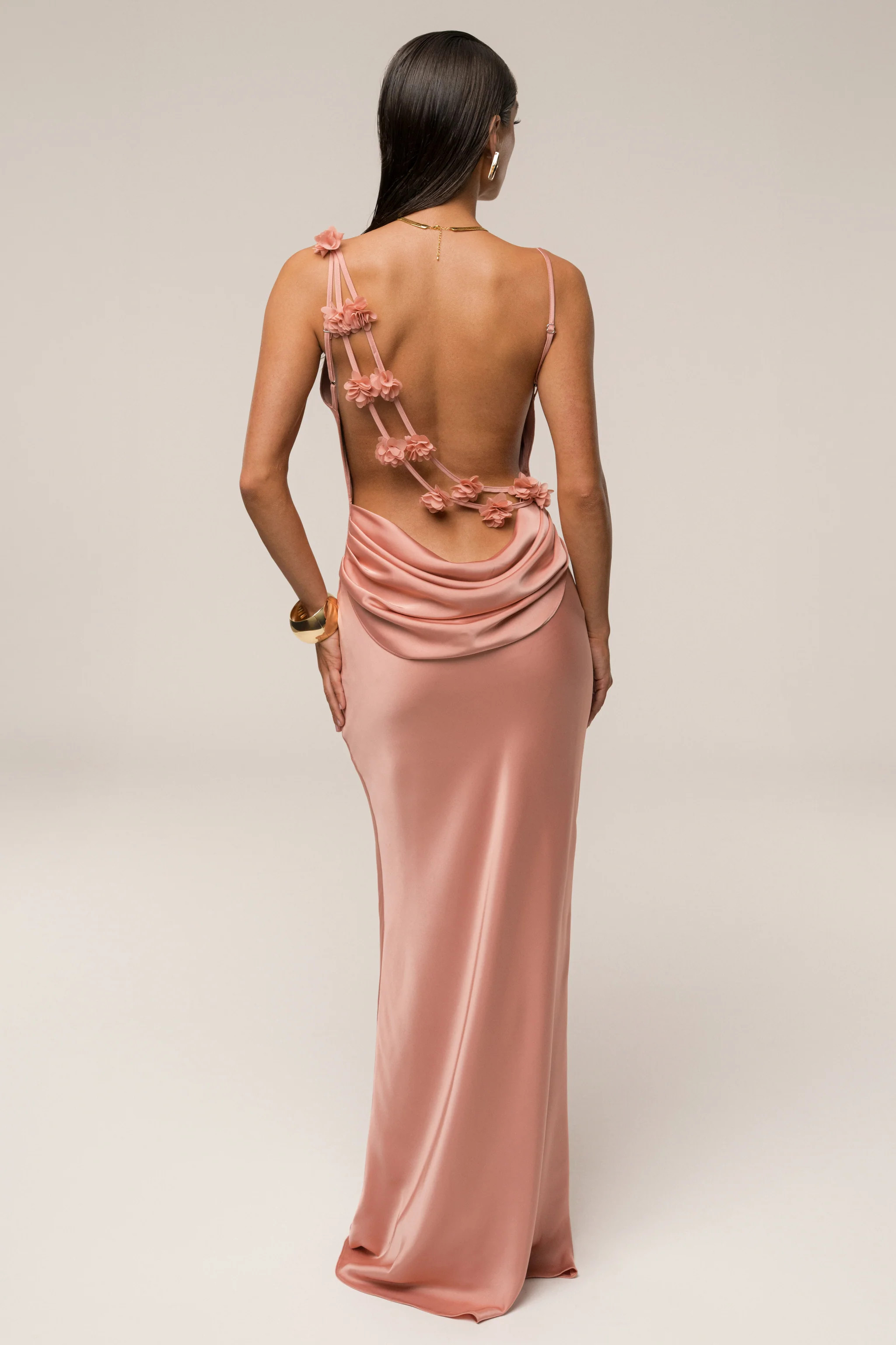 Dark Peach Down The Aisle Satin Gown | JLUXLABEL US