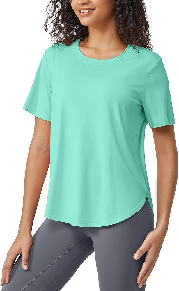 G4Free Workout Tops for Women Short Sleeve Athletic Wicking Shirts Soft Basic Cotton Tee | Amazon (US)