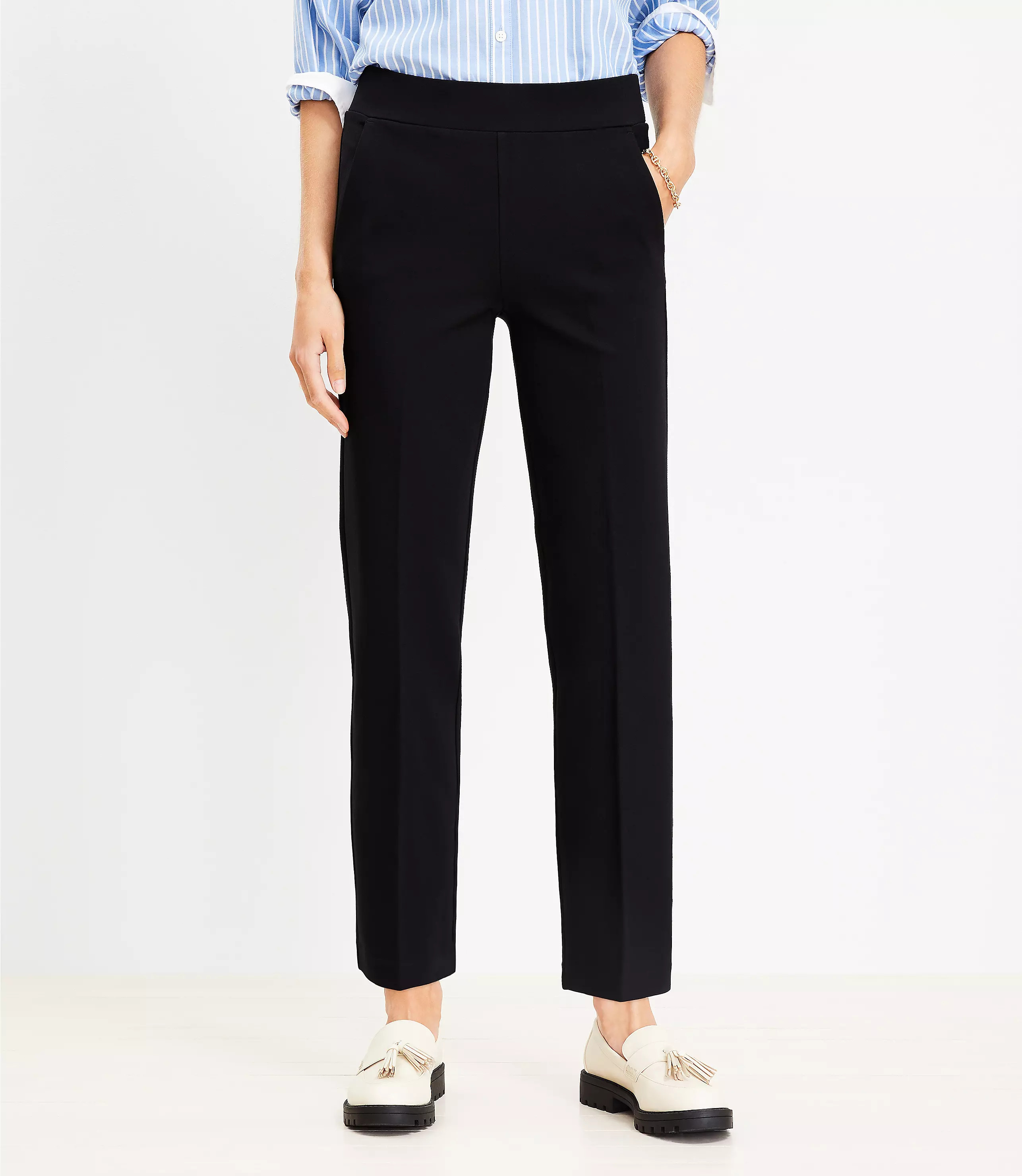 Pull On Straight Pants in Ponte | LOFT