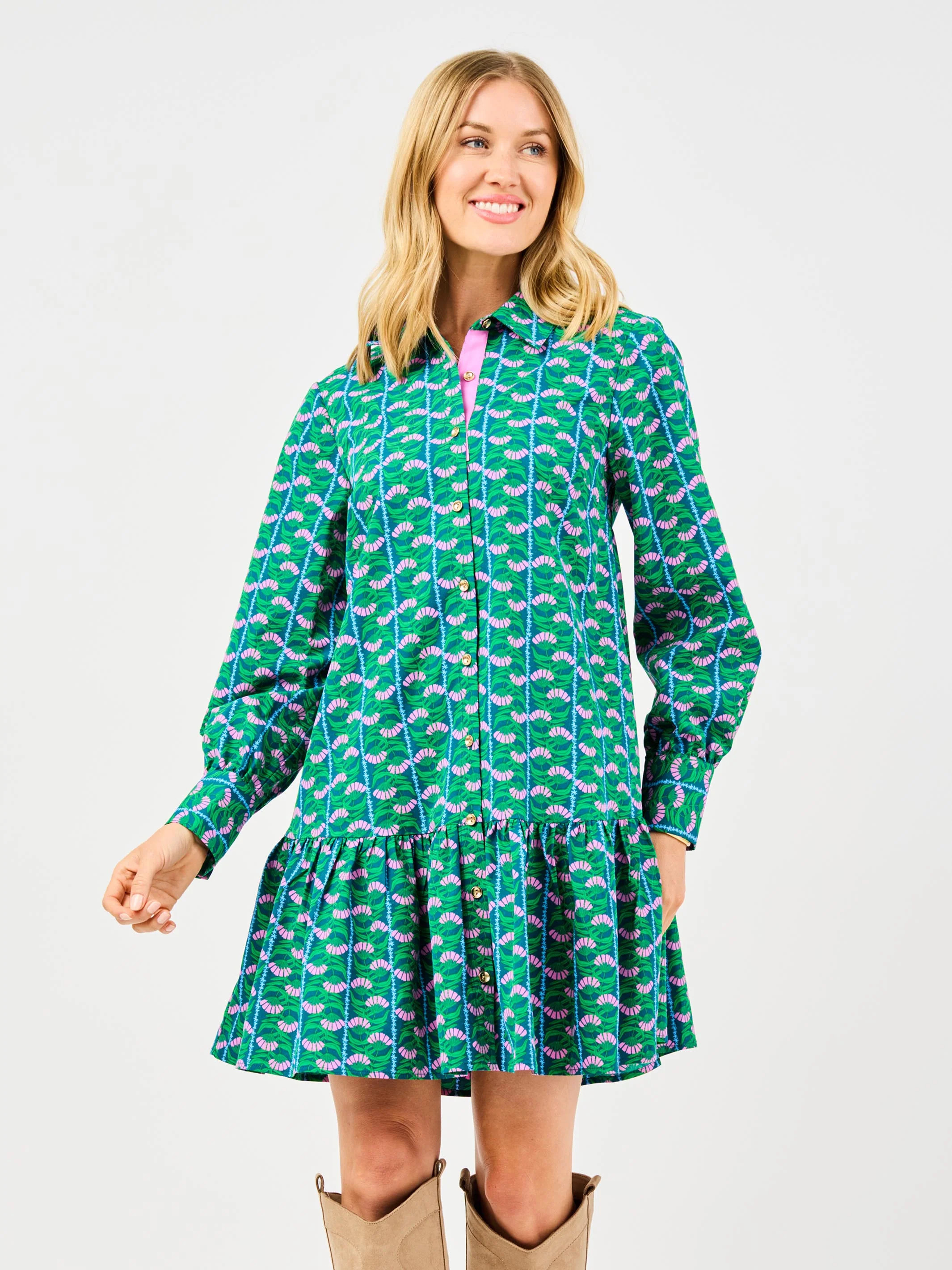 Fiona Dress | Honey Vines Green | Mary Square