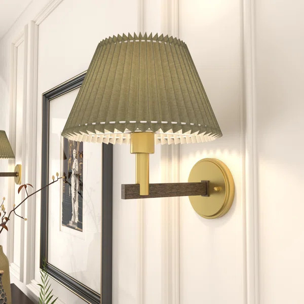 Light Steel & Linen Dimmable Arm Sconce | Wayfair North America
