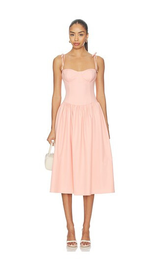 MORE TO COME Theresa Midi Corset Dress in Rose. - size M | Revolve Clothing (Global)
