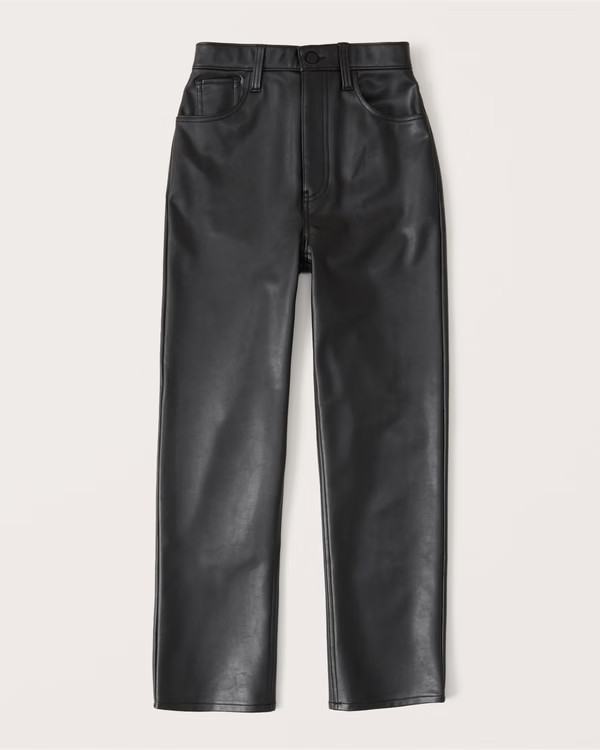 Vegan Leather Ankle Straight Pants | Abercrombie & Fitch (US)