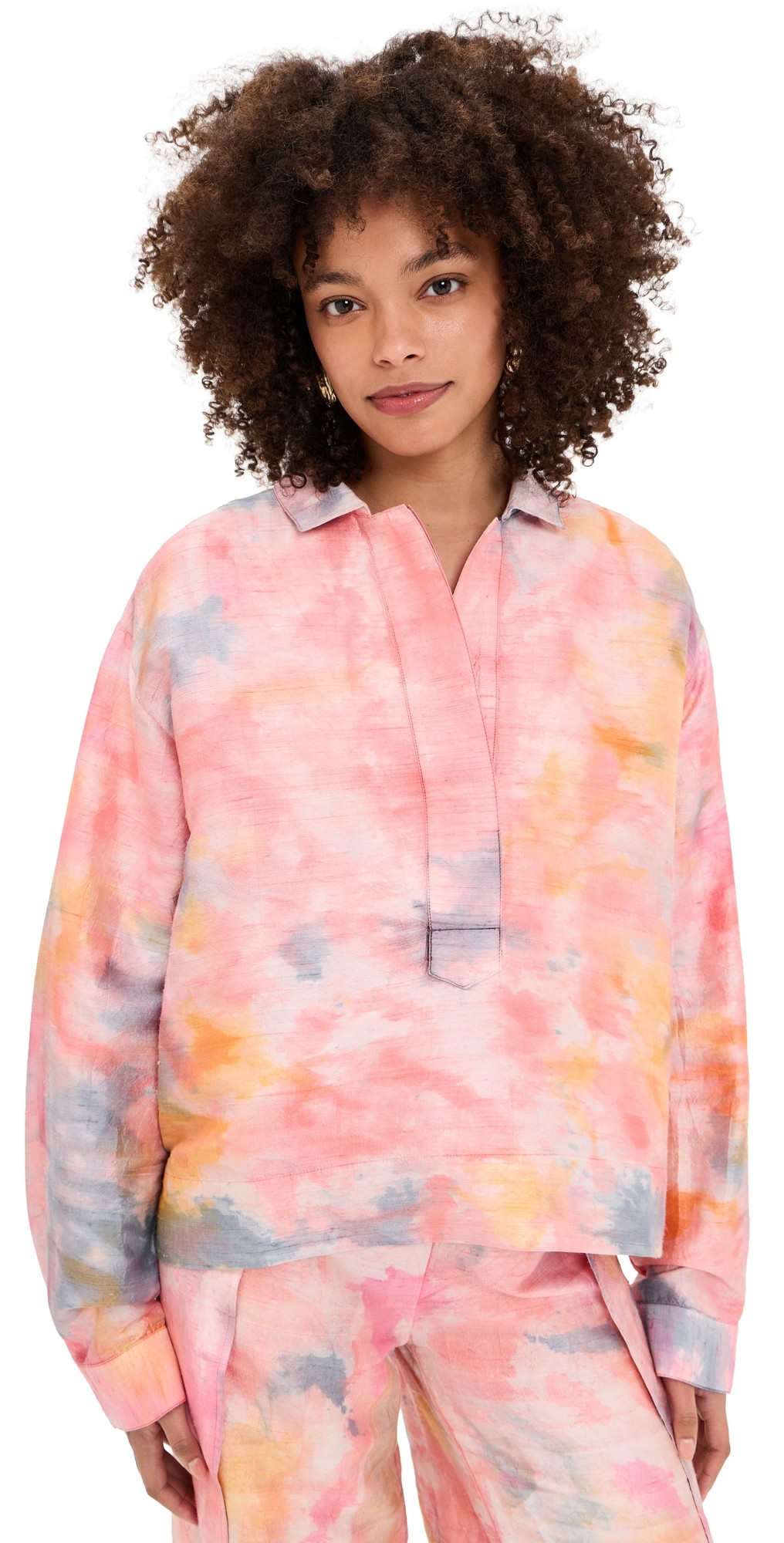 Coniglio Palm Beach Mirasol Silk Dupioni Blouse Tropical Storm Hand Dye One Size | Shopbop