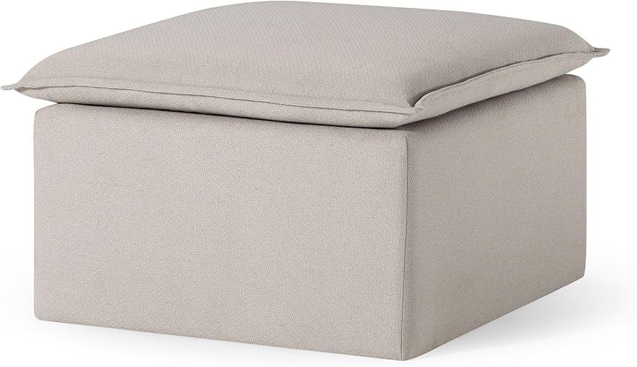 Maven Lane Claude Large Square Rustic Upholstered Ottoman, Cushioned Footrest for Living Room Cou... | Amazon (US)