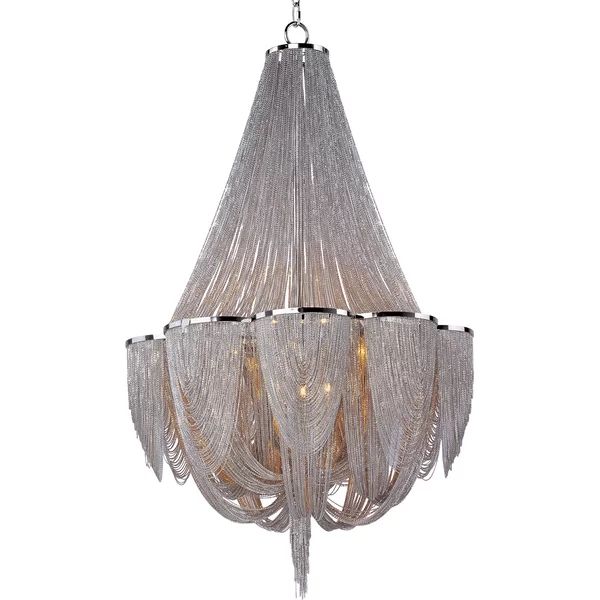Polished Nickel Samia 12 - Light Unique / Statement Empire Chandelier with Crystal Accents | Wayfair North America