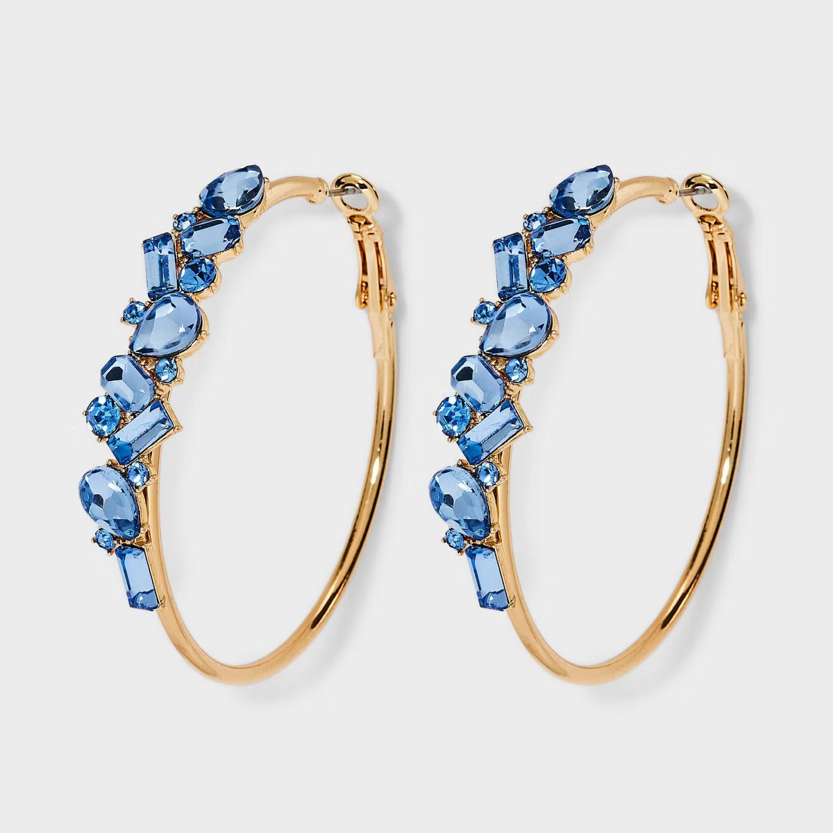 Large Glass Hoop Earrings - A New Day™ Gold/Blue | Target