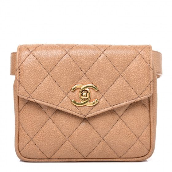 CHANEL

Caviar Quilted Flap Belt Bag Clutch 85 34 Beige | Fashionphile
