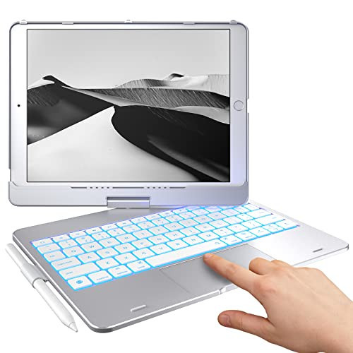 typecase Touch Case with Keyboard for iPad 9th Generation (10.2", 2021), Multi-Touch Trackpad, 10 Color Backlight, 360, Thin & Light - iPad 8th Gen (2020), 7th Gen (2019), Air 3, Pro 10.5 (Silver) | Amazon (US)
