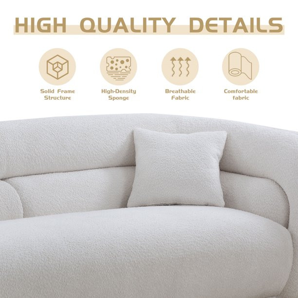 Williamspace 90.6" Modern Velvet Curved Sofa Couch,Luxury Boucle Fabric Sofa with 2 Throw Pillows... | Walmart (US)