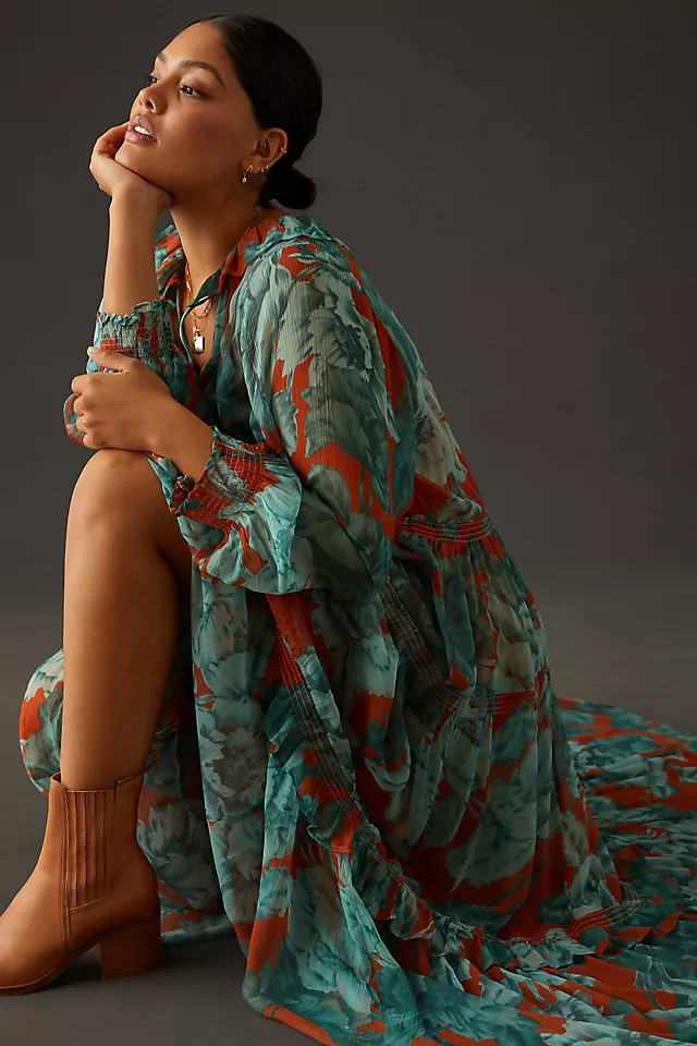 The Marais Printed Chiffon Maxi Dress | Anthropologie (US)