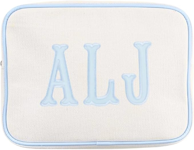 Personalized Canvas Pouch – Embroidered or Appliqué Monogram Makeup Bag, Travel Toiletry Organ... | Amazon (US)