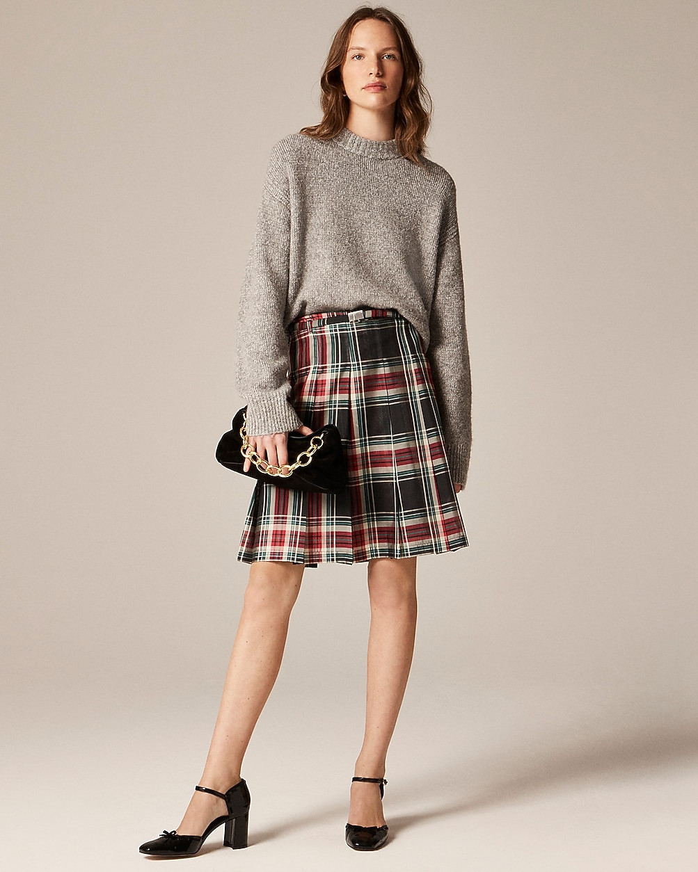 Pleated prep skirt in Stewart tartan | J. Crew US