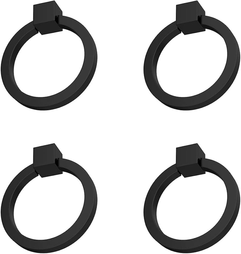 RZDEAL 4Pcs 2.0" x 1-7/9" Solid Brass Pulls for Dresser Drawer Ring Pulls Furniture Hardware Blac... | Amazon (US)