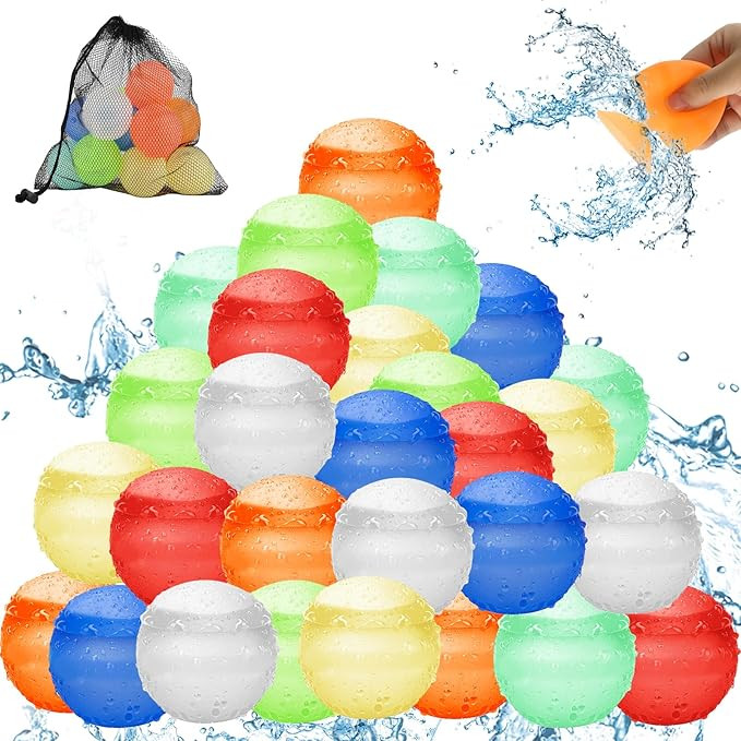 28 Pack Summer Water Balloons Reusable, Quick Fill Fefillable Water Balloons, Reusable No Magneti... | Amazon (US)