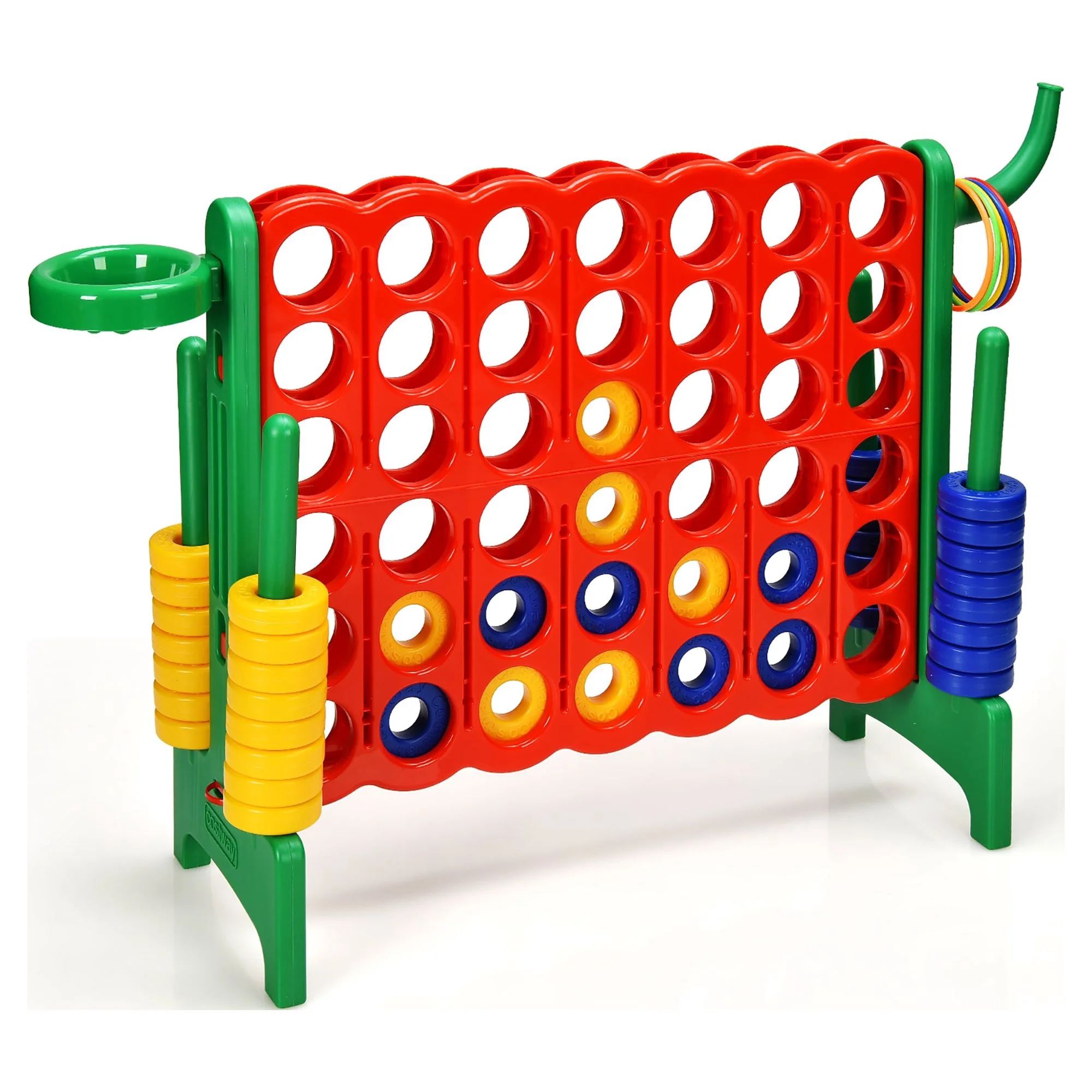 Costway 4-in-A Row Giant Game Set w/Basketball Hoop for Family Green | Walmart (US)