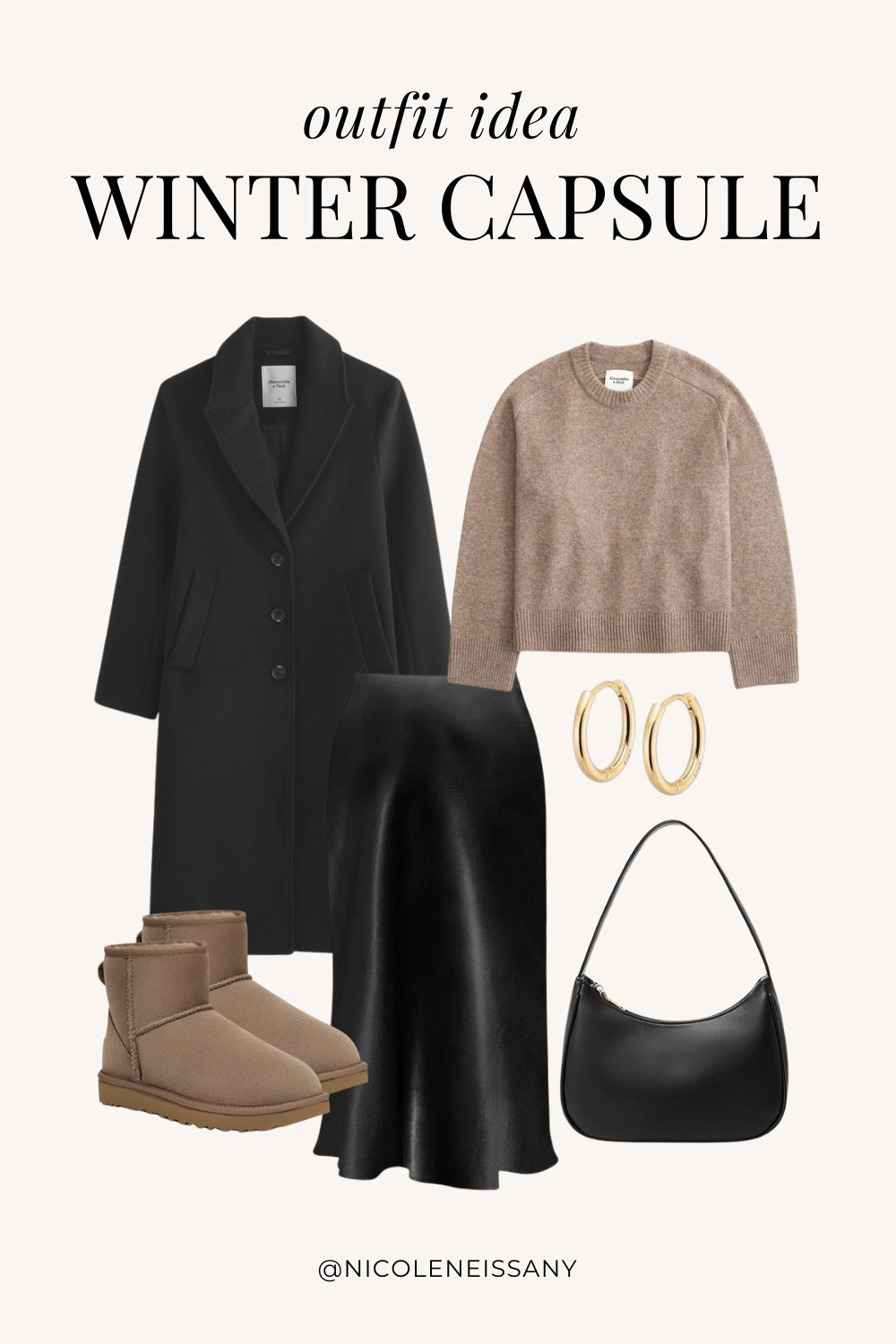Winter Capsule Wardrobe Outfit Idea | winter capsule outfit, winter outfit, winter outfits, winter style, winter fashion, winter 2024 fashion, winter outfits 2024, winter trends 2024, winter outfit inspo, winter outfit inspiration, winter capsule wardrobe essentials, winter wardrobe essentials, winter closet essentials, winter essentials, winter basics, winter must haves, neutral capsule wardrobe, neutral outfit, neutral fashion, casual outfit, casual date night outfit, elevated casual outfit, brunch outfit, everyday outfit, Abercrombie,  Amazon Fashion, Revolve, Lulus, Nordstrom, H&M, Mango // winter coat, wool coat, winter sweater, sweaters, crewneck sweater, ugg boots, uggs, satin midi skirt, gold hoop earrings 

 

#LTKFindsUnder50 #LTKSeasonal #LTKStyleTip #LTKSaleAlert #LTKHome #LTKItBag #LTKFindsUnder100 #LTKParties #LTKShoeCrush #LTKTravel