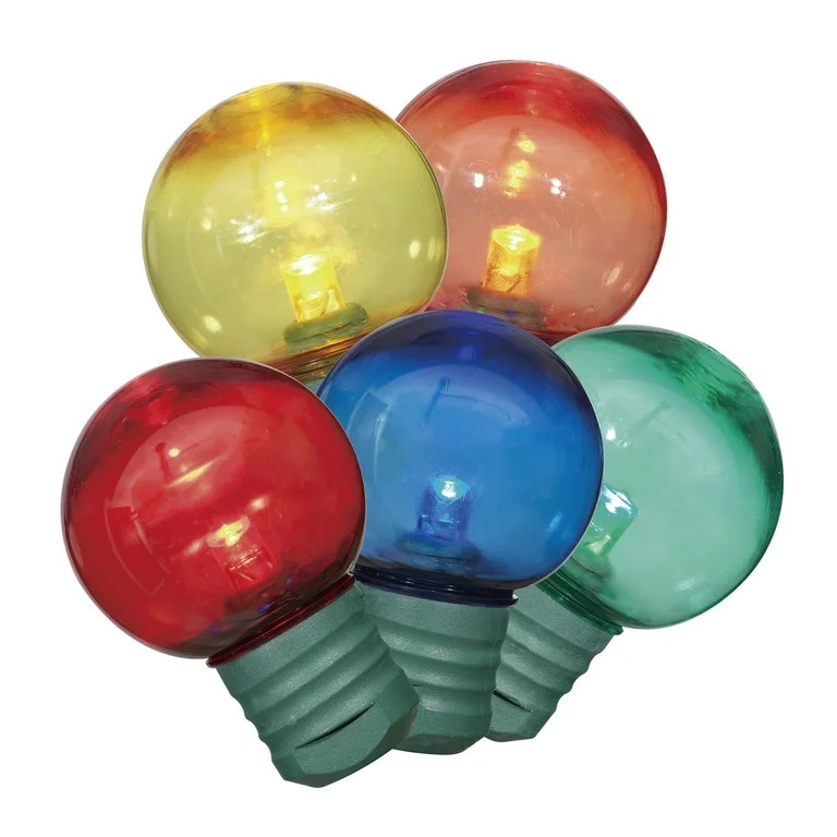 Indoor/Outdoor 100-Count LED Super Bright G30 Christmas Lights, Multicolor, 57', Holiday Time | Walmart (US)