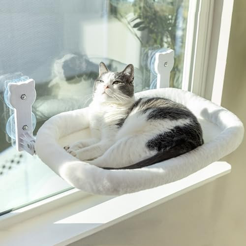 Cat Window Perch, Cat Window Hammock Soft and Comfortable Window Seat Bed with Washable Cover,Simple Install and Easy Clean Upgraded Suction Cups Hold up to 40lbs,Suitable for Window Width Over 24in | Amazon (US)