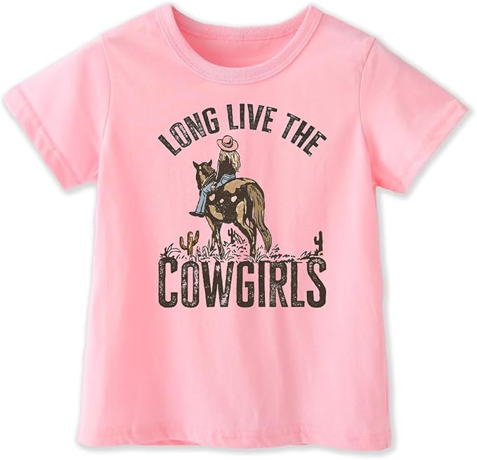 Toddler Baby Girls Clothes Short Sleeve Graphic Letters Print T-Shirt Top Cotton Pink Tee | Amazon (US)