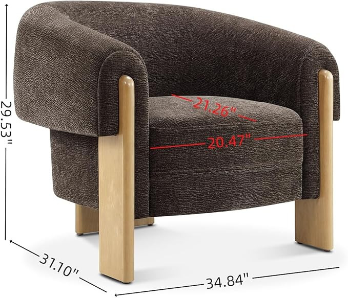 CHERS Mid-Century Modern Accent Chair, Upholstered Vintage Living Room Chairs with Wood Legs, Lux... | Amazon (US)