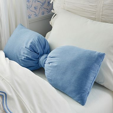 LoveShackFancy Oversized Bow Denim Pillow | Pottery Barn Teen